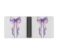 Jubonexis Portefeuille à deux volets en cuir synthétique souple avec nœud en ruban violet pastel avec longues queues fluides, porte-monnaie et carte de crédit, porte-cartes fin pour homme et femme