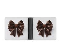 Jubonexis Portefeuille à deux volets en cuir synthétique souple avec nœuds style coquette chocolat, porte-monnaie, carte de crédit, porte-cartes fin pour homme et femme