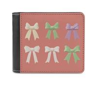 Jubonexis Portefeuille à deux volets en cuir synthétique souple avec nœuds verts et blancs, porte-monnaie, étui pour carte de crédit, porte-cartes fin pour homme et femme