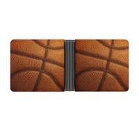 Jubonexis Portefeuille à deux volets en cuir synthétique souple avec texture de basket-ball, porte-monnaie, carte de crédit, porte-cartes et portefeuille fin pour homme et femme Orange