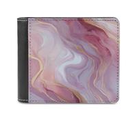 Jubonexis Portefeuille à deux volets en cuir synthétique souple avec texture marbre rose pastel avec tourbillons pour pièces de monnaie, carte de crédit, porte-cartes fin pour homme et femme