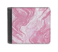 Jubonexis Portefeuille à deux volets en cuir synthétique souple avec texture marbre rose rose pour pièces de monnaie, carte de crédit, porte-cartes fin pour homme et femme