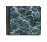 Jubonexis Portefeuille à deux volets en cuir synthétique souple avec texture marbre vert foncé veines blanches, porte-monnaie, carte de crédit, porte-cartes fin pour homme et femme