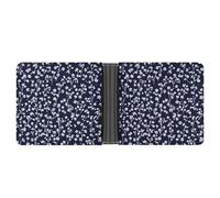Jubonexis Portefeuille à deux volets en cuir synthétique souple bleu marine avec petites fleurs blanches, porte-monnaie, carte de crédit, porte-cartes fin pour homme et femme