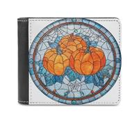 Jubonexis Portefeuille à deux volets en cuir synthétique souple pour Halloween, citrouilles, toiles d'araignée, porte-monnaie, carte de crédit, porte-monnaie, portefeuille fin et durable pour homme et