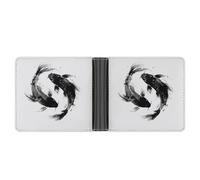 Jubonexis Portefeuille japonais à deux volets en cuir synthétique souple avec 2 poissons s'entourant l'un de l'autre, porte-monnaie, carte de crédit, porte-cartes durable pour homme et femme