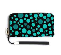 Jubonexis Portefeuille long à deux volets en cuir synthétique à pois verts, porte-monnaie, carte de crédit, stockage de l'argent pour homme et femme