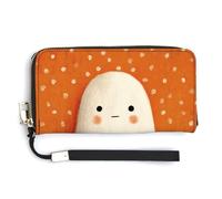 Jubonexis Portefeuille long à deux volets en cuir synthétique avec banderole et texte en forme de fantôme mignon, porte-monnaie, carte de crédit, porte-cartes et argent pour homme et femme