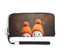 Jubonexis Portefeuille long à deux volets en cuir synthétique avec deux fantômes mignons dans une forêt automnale, porte-monnaie, carte de crédit, rangement durable pour cartes et argent pour homme et