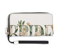 Jubonexis Portefeuille long à deux volets en cuir synthétique avec inscription « Bride » - Motif fleurs aquarelles - Pour pièces de monnaie et cartes de crédit - Pour homme et femme