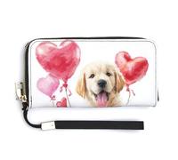 Jubonexis Portefeuille long à deux volets en cuir synthétique avec inscription « Happy Puppy » tenant une pancarte en bois pour homme et femme