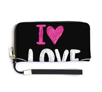 Jubonexis Portefeuille long à deux volets en cuir synthétique avec inscription « I Love Cats » - Pour pièces de monnaie et cartes de crédit - Pour homme et femme - Rose