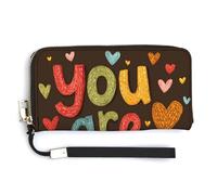 Jubonexis Portefeuille long à deux volets en cuir synthétique avec inscription « You are Loved with Heart » pour pièces de monnaie, carte de crédit, stockage de l'argent pour homme et femme