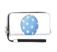 Jubonexis Portefeuille long à deux volets en cuir synthétique avec joli petit ballon bleu pour pièces de monnaie, carte de crédit, porte-cartes, argent pour homme et femme