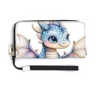 Jubonexis Portefeuille long à deux volets en cuir synthétique avec joli petit dragon, porte-monnaie, carte de crédit, stockage de l'argent pour femmes et hommes