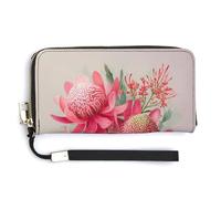 Jubonexis Portefeuille long à deux volets en cuir synthétique avec motif aquarelle et fleurs roses, porte-monnaie, carte de crédit, rangement de l'argent pour homme et femme