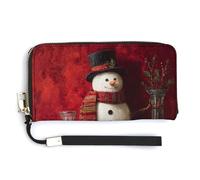 Jubonexis Portefeuille long à deux volets en cuir synthétique avec motif bonhomme de neige debout sur une étagère, porte-monnaie, carte de crédit, porte-cartes et argent pour homme et femme