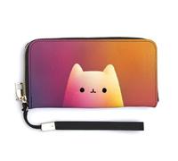 Jubonexis Portefeuille long à deux volets en cuir synthétique avec motif chat fantôme en feuille arc-en-ciel pour pièces de monnaie, carte de crédit, stockage d'argent pour homme et femme