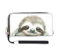 Jubonexis Portefeuille long à deux volets en cuir synthétique avec motif de bébé paresseux dans une couverture aquarelle pour pièces de monnaie, carte de crédit, porte-cartes et argent pour homme et