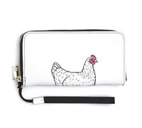 Jubonexis Portefeuille long à deux volets en cuir synthétique avec motif de poule portant des talons hauts roses, porte-monnaie, carte de crédit, rangement de l'argent durable pour homme et femme