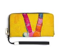 Jubonexis Portefeuille long à deux volets en cuir synthétique avec motif de signe de paix graffiti à la main - Pour homme et femme
