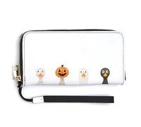 Jubonexis Portefeuille long à deux volets en cuir synthétique avec motif d'oies mignonnes dans les costumes d'Halloween pour pièces de monnaie, cartes de crédit, porte-cartes et argent pour homme et