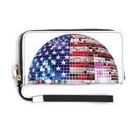 Jubonexis Portefeuille long à deux volets en cuir synthétique avec motif drapeau américain pour pièces de monnaie, carte de crédit, stockage d'argent pour homme et femme