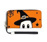 Jubonexis Portefeuille long à deux volets en cuir synthétique avec motif fantôme de dessin animé, porte-monnaie, carte de crédit, rangement de l'argent pour femmes et hommes