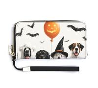 Jubonexis Portefeuille long à deux volets en cuir synthétique avec motif fantôme d'Halloween pour cartes de crédit, porte-monnaie et argent pour homme et femme