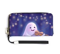 Jubonexis Portefeuille long à deux volets en cuir synthétique avec motif fantôme volant jouant du violon, porte-monnaie, carte de crédit, stockage d'argent pour homme et femme