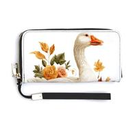 Jubonexis Portefeuille long à deux volets en cuir synthétique avec motif oies blanches citrouille et porte-monnaie, porte-monnaie, porte-cartes et argent pour homme et femme