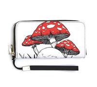 Jubonexis Portefeuille long à deux volets en cuir synthétique avec motif tête de mort avec champignons, porte-monnaie, carte de crédit, stockage d'argent pour homme et femme