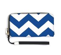 Jubonexis Portefeuille long à deux volets en cuir synthétique avec motif vague blanche et bleue, porte-monnaie, porte-monnaie, porte-cartes et argent pour homme et femme