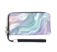 Jubonexis Portefeuille long à deux volets en cuir synthétique avec motif vague de soie pour pièces de monnaie, carte de crédit, porte-cartes et argent pour homme et femme