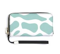 Jubonexis Portefeuille long à deux volets en cuir synthétique avec motif vague verte simple, porte-monnaie, carte de crédit, rangement de l'argent pour homme et femme