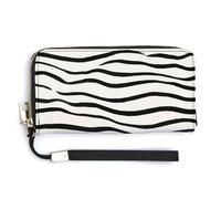 Jubonexis Portefeuille long à deux volets en cuir synthétique avec motif zébré horizontal minimaliste, porte-monnaie, carte de crédit, porte-cartes et argent pour homme et femme