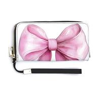 Jubonexis Portefeuille long à deux volets en cuir synthétique avec nœud papillon et queues aquarelle, lavande, Couleur : 1, 20.0*10.5cm