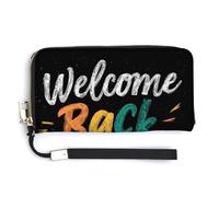 Jubonexis Portefeuille long à deux volets en cuir synthétique avec texte coloré « Welcome Back to School » - Porte-monnaie - Porte-cartes durable - Pour homme et femme