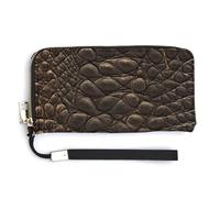 Jubonexis Portefeuille long à deux volets en cuir synthétique avec texture peau de crocodile pour pièces de monnaie, carte de crédit, porte-cartes et argent pour homme et femme
