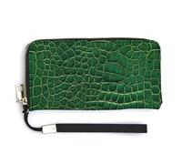 Jubonexis Portefeuille long à deux volets en cuir synthétique avec texture peau d'os de crocodile pour pièces de monnaie, carte de crédit, porte-cartes et argent pour homme et femme