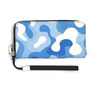 Jubonexis Portefeuille long à deux volets en cuir synthétique avec texture vague d'eau abstraite, porte-monnaie, carte de crédit, porte-cartes et argent pour homme et femme