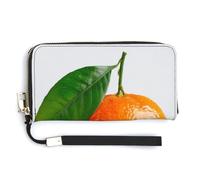 Jubonexis Portefeuille long à deux volets en cuir synthétique Clementine avec une feuille verte, porte-monnaie, carte de crédit, porte-cartes et argent pour homme et femme