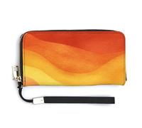 Jubonexis Portefeuille long à deux volets en cuir synthétique coloré avec motif vague rouge et jaune, porte-monnaie, porte-monnaie, porte-cartes et argent pour homme et femme