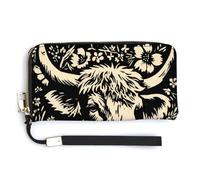 Jubonexis Portefeuille long à deux volets en cuir synthétique de vache avec joli motif de vache, porte-monnaie, carte de crédit, porte-cartes et argent pour homme et femme