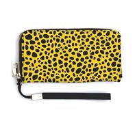 Jubonexis Portefeuille long à deux volets en cuir synthétique imprimé léopard pour pièces de monnaie, carte de crédit, stockage d'argent pour homme et femme