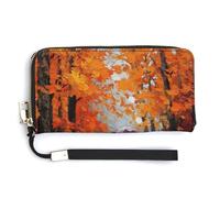 Jubonexis Portefeuille long à deux volets en cuir synthétique pour femme marchant sur un chemin forestier - Porte-monnaie - Porte-cartes - Rangement de l'argent pour homme et femme