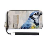 Jubonexis Portefeuille long à deux volets en cuir synthétique pour journaux, graffitis, porte-monnaie, carte de crédit, porte-cartes et argent pour homme et femme