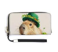 Jubonexis Portefeuille long à deux volets en cuir synthétique pour la Saint-Patrick avec chapeau et trèfles - Pour homme et femme