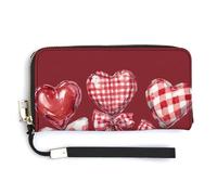 Jubonexis Portefeuille long à deux volets en cuir synthétique pour la Saint-Valentin en forme de cœur avec nœuds, porte-monnaie, carte de crédit, porte-cartes et argent pour homme et femme