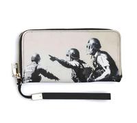 Jubonexis Portefeuille long à deux volets en cuir synthétique pour officier de police Street Art, porte-monnaie, carte de crédit, porte-cartes et argent pour homme et femme, blanc, 20.0*10.5cm
